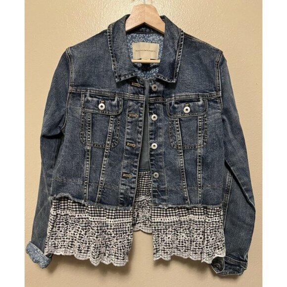 Anthropologie Pilcro and the Letterpress Denim Jacket Eyelet Trim Women's Medium - Picture 3 of 14
